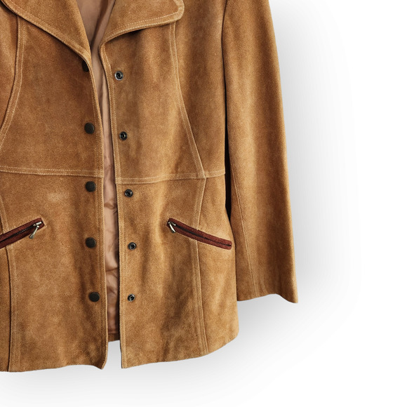 Express Tan and Brown Leather Jacket - Picture 5 of 10